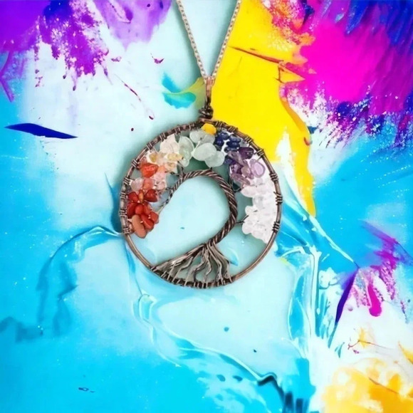 Chakra Tree of Life Pendant Necklace - Picture 3 of 6